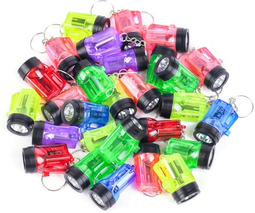 flintronic 28PCS Mini Torch Keychains, Portable Mini LED Keychain Torch Light, Pocket Torch Small Bright with Built in Batteries for Outdoor Camping Hiking and Emergency Lighting, 6 Colors
