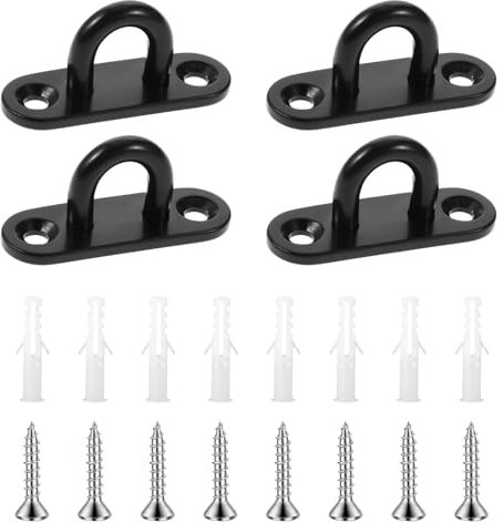GIONAR 4 Pack Stainless Steel Eye Plate U Shaped Brackets, Wall Mount Ceiling Hooks with Screws, Metal Hooks for Hanging, Hammock, Marine Hardware, and Ceiling Hook with Ring
