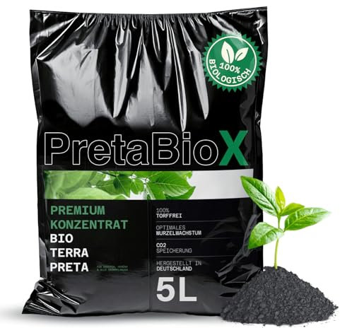 PretaBioX Terra Preta Bodenverbesserer - Fruchtbare Grow Erde durch aktivierte Pflanzenkohle - für Garten, Gemüse anpflanzen, Balkongarten oder als Rasendünger, Konzentrat Dünger