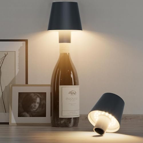 Lampada per Bottiglia, Lampada da Tavolo LED Ricaricabile Senza Fili, Controllo Touch 3 Modalità Temperatura Colore Dimmerabile - IP54 Impermeabile, Ideale per Camera da Letto, Bar, Ristoranti