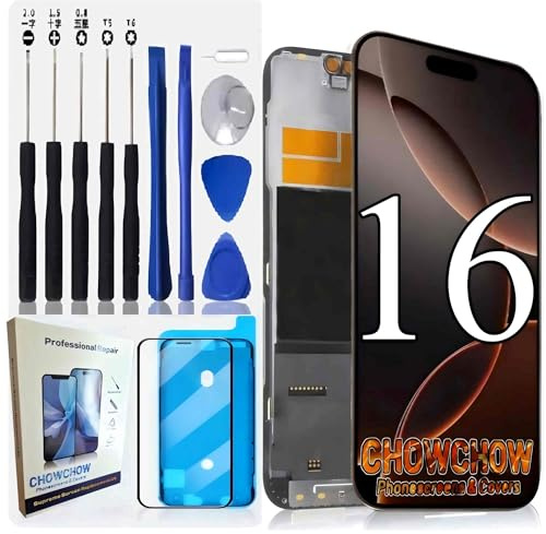 iPhone 16 Screen Replacement Kit (6.1″) | A-Grade LCD/OLED-Type Incell Digitizer Display Assembly with Frame & Tools | OEM Tested | 2025 Version | Fast UK Delivery | Chowchow Electronics