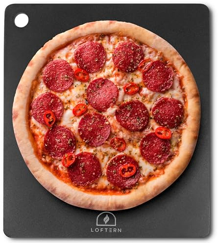 Loftern 14 x 16 Pizza Steel - Heavy-Duty Carbon Steel Baking Plate for Oven, Grill & Pizza Oven - Pro Pizza Stone for Bread, Sourdough, and Crisp Crust Perfection