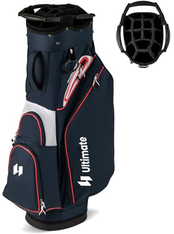 COSTWAY Golfbag, leichtes Golf Cart Bag mit 14 er Unterteilung & Tragegurt, Wasserabweisende Golftasche mit Regenhaube, Golfwagentasche tragbar für Herren & Damen