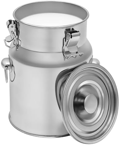 201 Edelstahl 5L Edelstahl Milchkännchen, Milchkanne, versiegelter Eimer, Erhöhter Boden, für Frühstücksrestaurant, Milchladen, Durchmesser des Deckels 15cm, Produktgröße (T*H) 17 * 22cm