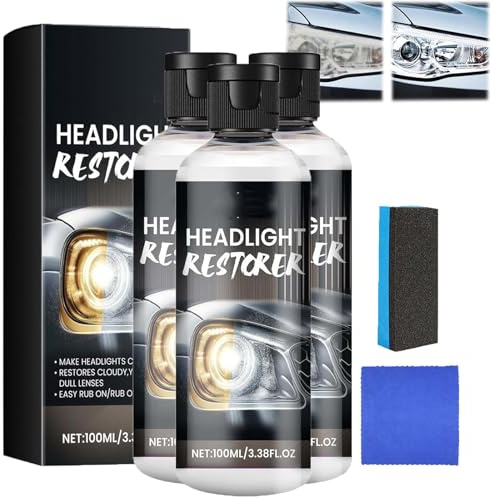 Headlight Restoration Kit, Headlight Cleaner, Headlamp Restoration Kit, Improves Clarity and Visibility, Headlamp Restore and Protect for All Vehicles (3)