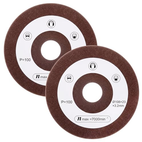 BBTO 2 discos de afilar recambio compatibles con Einhell – diámetro 108 mm, montaje 23 mm, grano P100. Discos para afilador de cadena, compatible con Einhell