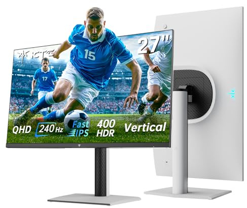KTC H27E6S Monitor Gaming 27 Pollici QHD 2560 x 1440, 240 Hz (OC 275 Hz), Fast IPS, 1 ms, HDR400, FreeSync & G-Sync Compatible, Eye Care, VESA 100 x 100, Supporto Regolabile, HDMI 2.0, DisplayPort 1.4