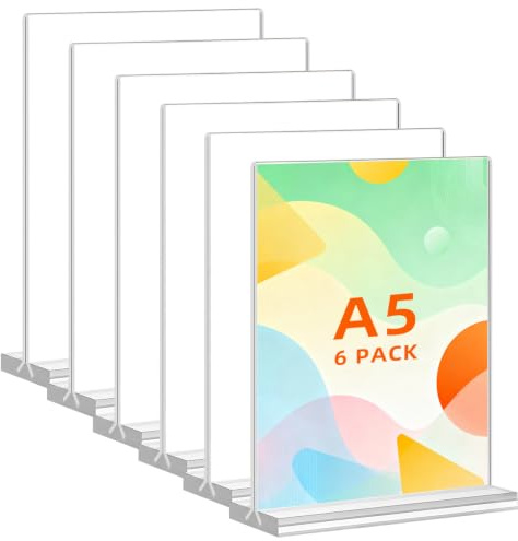 6 Stück Acryl Tischaufsteller A5, Aufsteller T-Ständer für Café Menükarte