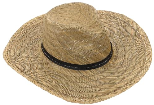Operitacx Chapeau de Paille à Larges Bords pour Hommes Été, Protection UV, Léger et Décoratif, pour Activités de Plein Air et Randonnée, Taille 58-60 Cm