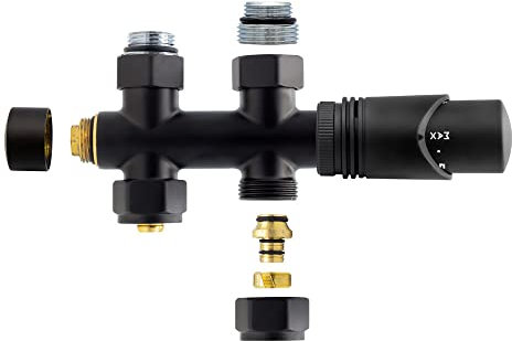 Anschlussgarnitur Mittelanschluss Multiblock Durchgang Schwarz Matt 1/2 PEX 16 x 2mm Konus M30