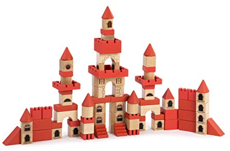 Miniland 94050 Märchenschloss aus Holz, Stacking Castle, 100 Teile