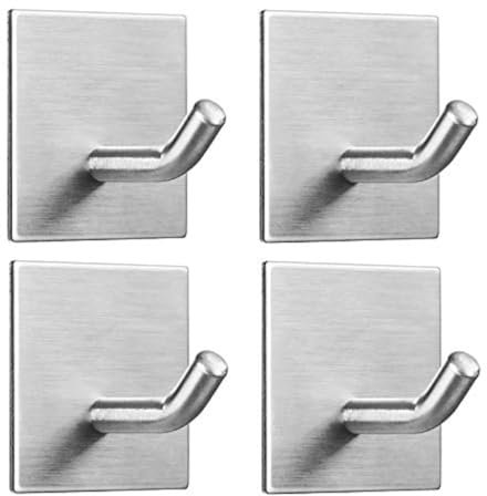 FOMANSH Ganci Adesivi Appendiabiti, Autoadesivi in Acciaio Inox SUS304, Impermeabili per Bagno, Cucina, Porta, per Appendere Asciugamani,Chiavi,Vestiti