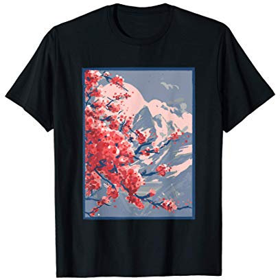 Cherry Blossoms Mountain Landscape Japanese Yoshino Japan T-Shirt