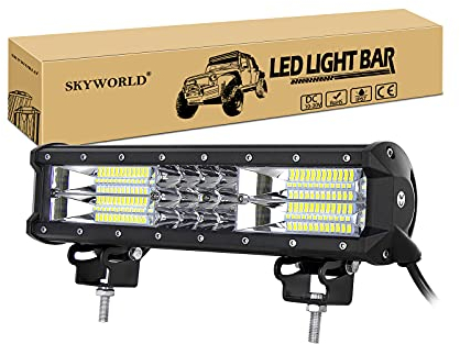 SKYWORLD 30 cm 180W Arbeitsscheinwerfer Zusatzscheinwerfer LED Light Bar Auto Scheinwerfer Offroad Flutlicht Spotlight Wasserdicht IP67 für Auto Offroad SUV UTV ATV Rückfahrscheinwerfer