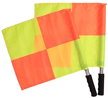 N-K Griff Linienrichter Fahnen rot gelb Quadrat Gitter Schiedsrichter Flagge für Fußballtraining gewidmet 2 Stück Nettes Design