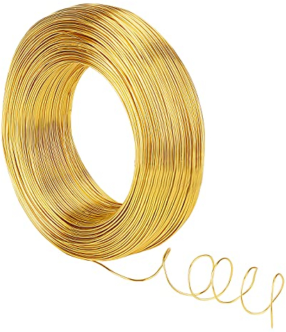 nbeads 1 Rolle 18 Gauge Aluminiumdraht, 200m Gold-Aluminium-Modellierdraht Für Schmuckhandwerk, Modellieren, Armaturen Und Skulpturen, 1 mm In Durchmesser