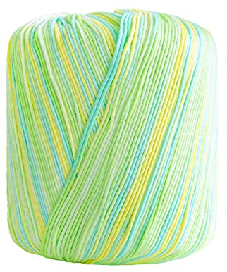 jiuzcare Baumwollgarn mit Mintgrün-Gelb-Farbverlauf, Häkelgarn 100% Baumwolle ca. 40 g 133 m, feines Garn 1 mm zum Häkeln und Stricken für Amigurumi, Taschen, Mützen, Deko, Basteln und Handarbeiten