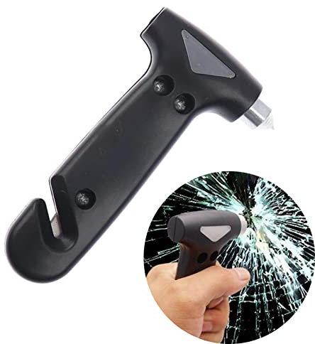 JarKuen Emergency Car Glass Hammer Seat Belt Cutter Window Breaker Portable 2 in 1 Car Escape Tool for Trucks, Buses, Cars Safety Rescue