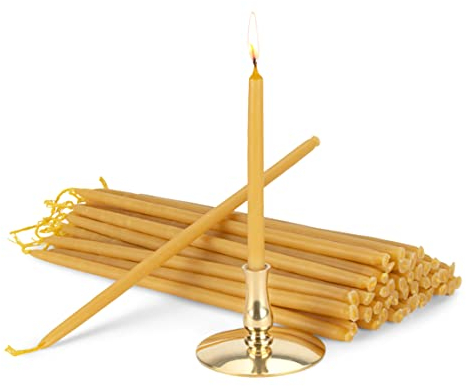 NKlaus - Kerzenhalter mit 100% Bienenwachskerzen gelb Handarbeit Griechenland 40085