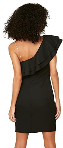 Trendyol Mini Shift Regular Fit Woven Dress Vestido, Negro, 66 para Mujer