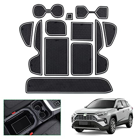 [UK RHD] GAFAT Toyot-a RAV4/ Hybrid/Plug-in Hybrid 2019-2024 2025 Non-Slip Mats, RAV4 2025 UK Rubber Mats for Centre Console, Drink Holder, Door Seam, Compatible with Toyota RAV4 Accessories (White)