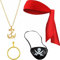 Kiwochy 4 Stück Piraten Kostüm Zubehör Set - Damen Creolen, Auge Patches, Roter Kopftuch, Gold Vintage Halskette - Kapitän Dress Up Set für Halloween Deko und Piratenparty