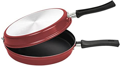 Sartén Antiadherente Cok - Envio 24 h - Especial Doble Sartend para Tortillas - Profesional OverGrip - Enviado Cosecha Privada (GiraTortillas (Red or Black), 24 cm)