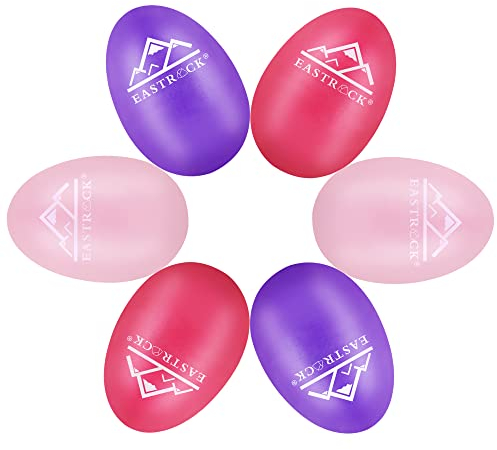 EastRock 6 PCS Plastic Egg Shaker, Musical Eggs Shakers, Colorful Maracas Egg Shakers, Hand Percussion Shakers Musical Maracas Percussion Instruments (Pink Purple Rose)