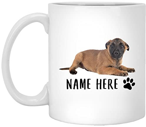 501 Café Taza Pastor Belga Malinois Perro Marrón Cachorro Texto Personalizado Tazas Diseños Tazas Café De Cerámica Divertida Regalo Taza Para Parejas Maestras Ingenieros 330 ML
