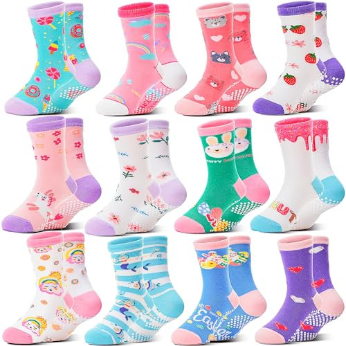 Stoppersocken Kinder Baby Mädchen Lustige Socken Antirutschsocken Kinder Anti Rutsch Rutschfeste Geschenk Baumwolle Socken Kinder Mädchen 12 Paare 22 23 24 25 26 27 28 29 30 31 32 33 34(Blume,28-34)