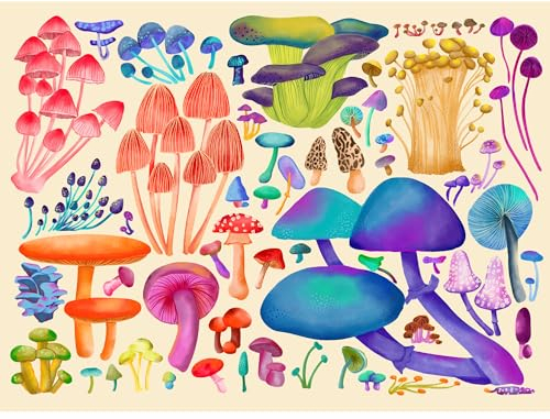 TAOZI&LIZHI Puzzles für Erwachsene 1000 Teile, Farbverlaufsserie – Wunderlicher Pilz, Buntes Pilz-Kunstpuzzle für Erwachsene, Malerei, Pilz Farbe Puzzle, Waldmagie, 20 x 27 Zoll