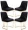 chairus Esszimmerstühle 4er Set Samt für Wohnzimmer Gepolsterte Küchenstühle mit Metallbeinen Armlose Stühle für Schlafzimmer (Schwarz-4)