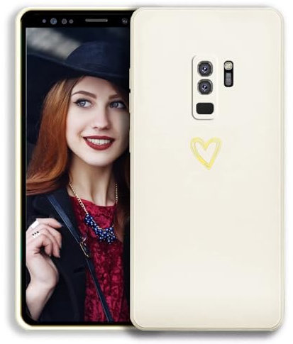 POUHYE Handyhülle für Samsung Galaxy S9 Plus Hülle, Soft Silikon Case mit Herz, Kameraschutz und Bildschirmschutz, Ultra Dünn Stoßfest Anti-Rutsch Schutzhülle für Samsung Galaxy S9 Plus Weiß