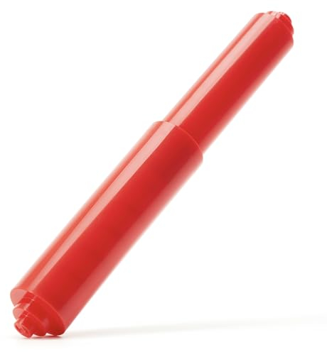 Qualihome Roter Universal-Toilettenpapierrollenhalter aus Kunststoff, federbelastet, Ersatzstange für Toilettenpapierrollen, Rot