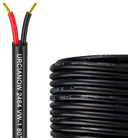 URCIANOW 20AWG 10 Metros Cable Eléctrico 0,5 mm² 2 Conductores Cable Eléctrico 20 Gauge UL2464 Cable Eléctrico 20 AWGCordon PVC Twisted Tinned Copper Wire (20/2 AWG 10M)……
