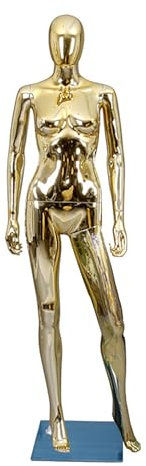 Rozhuhro Schneiderpuppe, Weiblich Schaufensterpuppe, Schaufensterpuppe, Metall Schneiderpuppe, Deko Mannequin, für Bekleidungsgeschäft Kleider,Gold,2