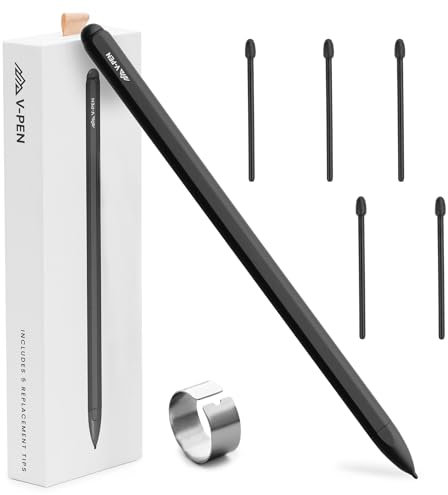 V-Pen EMR Stylus mit weichem digitalem Radiergummi + 5 extra Spitzen | 4096 Druckempfindlichkeit | Handflächenablehnung kompatibel mit bemerkenswerten 2 Stiftspitzen und mehr | Kein Aufladen