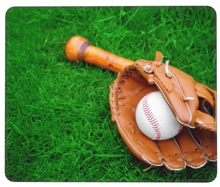 QQLADY Green Lawn Baseball-Handschuh-Mauspad mit rutschfester Gummiunterseite, wasserdichtes Mauspad mit genähtem Rand, Mauspad für Schreibtisch, kabellose Maus, Gaming-Mauspad für Computer, Laptop,