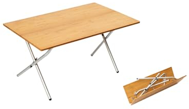ANOUSH Tragbarer Campingtisch mit Aluminiumbeinen, Nan-Bambus-Klapptisch, niedrige Höhe, Faltbarer Bambus-Banktisch für Camping, Picknick, draußen und drinnen (1–4 Personen) A
