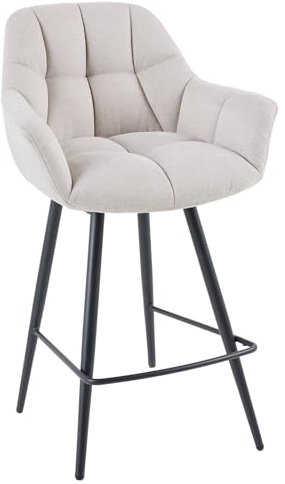 riess.ambiente Drehbarer Barhocker Papillon Champagner beige Samt 180° Barstuhl Küche mit Lehnen Schwarze Metallbeine hoher Stuhl Tresenstuhl Küchenstuhl