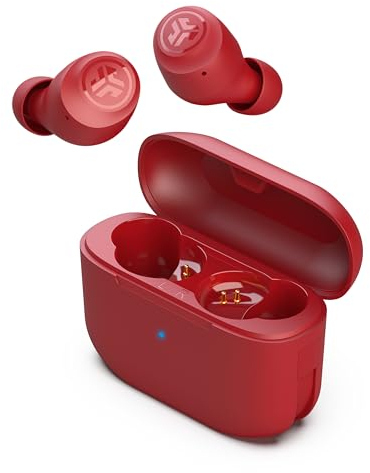 JLab Go Air Pop+ In Ear Kopfhörer kabellos Bluetooth, True Wireless Kopfhörer, 35+ Std Headphones, kabellose Ohrhörer, Earbuds mit Mikrofon, USB-C Ladebox, Dual Connect, EQ3 Sound, Rosarot