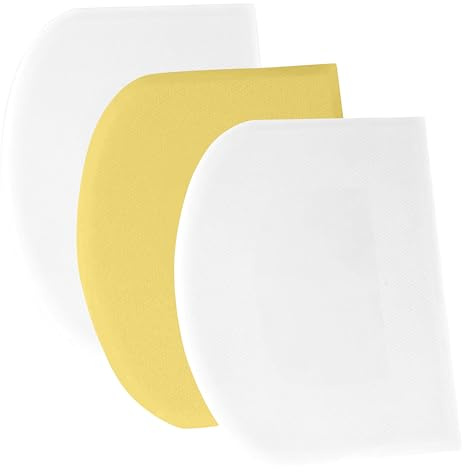 SURDOCA 3P 7.1x4.9 Flexible Plastic Bowl Scraper, Sharp Edge & Angles Cake Scraper, Non-Slip Bakeware Decorating Tools - White+Yellow+White