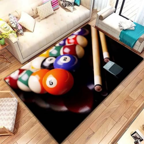 3D-Gedruckter Teppich Snooker, Billard, Unterhaltungssport Schlafzimmer Kinderzimmer Spielmatte Flanell Memory-Schaum Wohnzimmer rutschfest Mädchen Jungen Zimmer Krabbelmatten 80 X 160 cm / 31.49-2L1