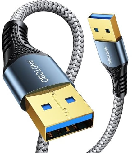 ANDTOBO Cavo USB 3.0 Maschio Maschio 3 Metri, Cavo USB Doppio Maschio A Maschio A 5Gbps per Raffreddamento PC Portatile, Dischi Rigidi, Computer, Lettore Blu-Ray, DVD