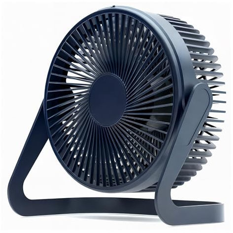 STORESOLOGY USB Mini 5 Inch Silent Desktop Fan, Powerful Small Electric Fan for Bedside Table, Bedroom, Office, Dorm, Cooling Air Circulator, Portable Quiet Tower Fan, Adjustable Plug-in