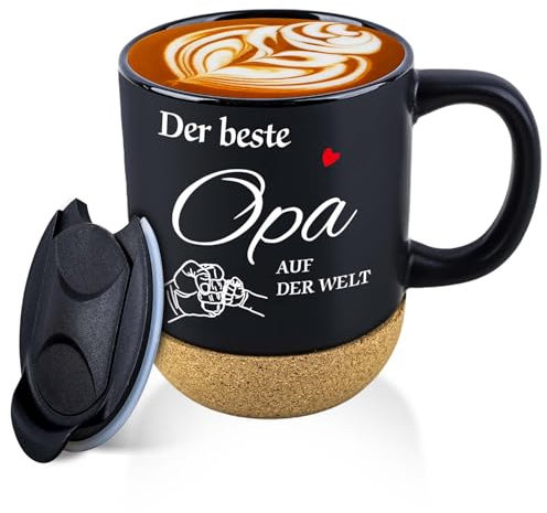 Belillpipi Opa Tasse Geschenke für Männer Geburtstagsgeschenk für Opa, Vaterstagsgeschenk für Bester Opa Tasse mit Spruch Geschenke für Opa Kaffeetasse, Geschenke Weihnachtstag Tassen(Schwarz)