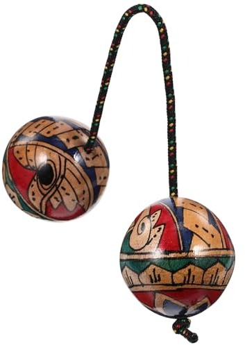 Milisten Shaker africano Aslatua Shaker Kashaka Aslatua Strumento Palla ritmica Dipinto a mano Africano Doppio Shaker Strumenti a Percussione a Mano per Amanti Principianti