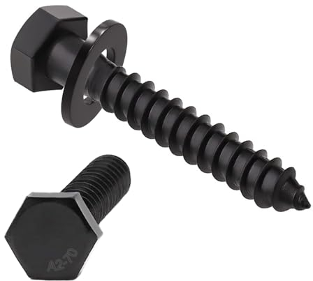 ORTAVA M6 x 50 Sechskant Holzschrauben mit Unterlegscheiben, Holzschrauben Edelstahl A2V2 - DIN571, 10 Stück Sechskantschrauben