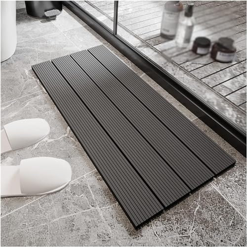 Kanduo Drainage Non Slip Floor Mat Bathroom Drainage Anti-Slip Mat, Interlocking Flooring Tiles, Fast Drainage Floor Mat Wet Area Carpet，11.8x23.6in Waterproof floor mat(Grey-a,4pcs)
