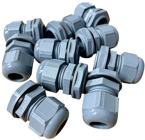 10 Pcs 20mm Cable Glands, IP68 Waterproof (Grey)